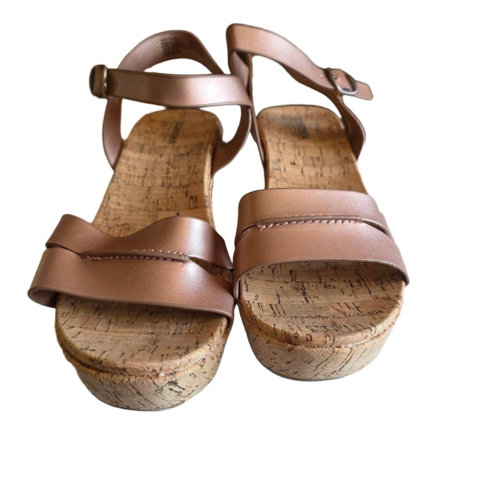 SONOMA Wedge Sandals Womens Size 10 Rose Gold Metallic Ankle Strap Summer Chic - Picture 8 of 8